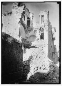 Palestine events. The earthquake of July 11, 1927. A house in Nablus reduced to a mere shell by the earthquake