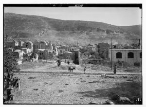 Palestine events. The earthquake of July 11, 1927. Nablus in a ruined state. General view of the town showing damage done
