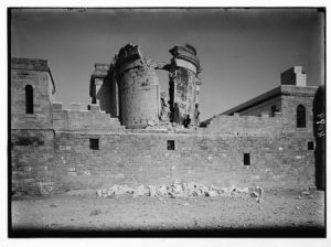 Palestine events. The earthquake of July 11, 1927. Shattered remains of St. John's Convent at the Jordan. A complete ruin