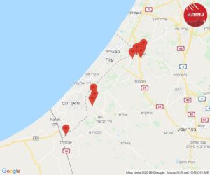 02:12 - Red alert in Gaza surroundings (237), Gaza surroundings (230), Gaza surroundings (231), Gaza surroundings (220), Gaza surroundings (231) - fight