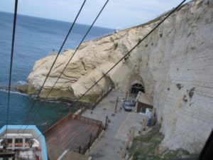 Going down to site the cable car - Rosh Hanikra