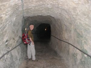 Inside the tunnels chiseled for access to the grottoes - Rosh Hanikra