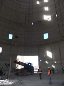 One meter thick at the bottom and around 30 meter diameter, it is being cleaned.