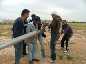 Install the turbine body on the mast