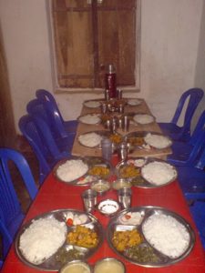 Eating dinner in our hosts home - Bio-gas reactor