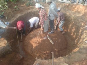 Making the formwork for the bio-gas reactor dome in the old way - goodbye