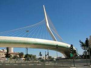 With the amazing Calatrava bridge for the light train