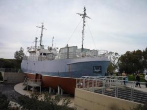 03182015-49s The ship "Galina" that represent a ship that used to smuggle illegal immigrants to Israel. Atlit