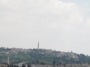 03192015-07 The view from Lev-Ram roof: The Tower of Pater Noster Church in A- tur neighborhood.