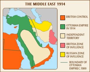 Map of the Middle east in 1914 - Sykes and Picot