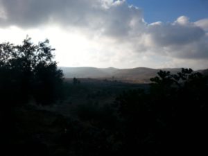 The Hasomnean castle of Artaba in the middle of the frame. - Shuqba cave