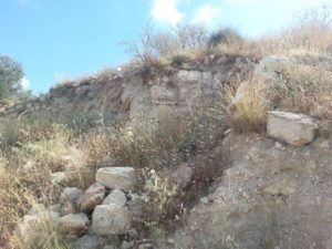 The remains of the corner of the wall of the Artaba castle. - Shuqba cave