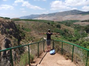 Atzva on the Panorama above the highest waterfall in the reserve - The Oven waterfall.