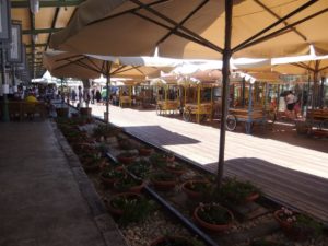 Where the railway used to stand is now used for food carts. - Jerusalem old train station