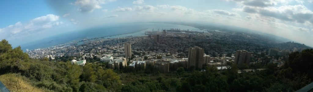 The view while run was beautiful - Haifa Bay from the Carmel