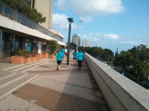 Running on the walkway below Panorama towers...