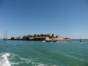 Buildings and old fashiond ship in the Venetian Lagoon - Ghetto