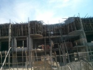 Ethiopian way of building formwork for casting concrete.- time