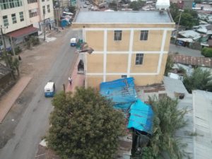 Standing on the balcony in the hotel in Gondar - and that bird flew so close to us! - hungry