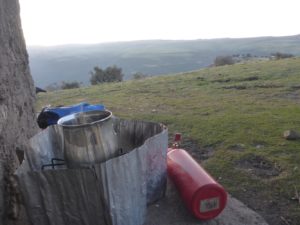 Making tea over our diesel stove  - squat 