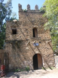 Eigth building - Iyasu's castle (Birhan Seghed Kuregna Iyasu Anditegie Mintiwab's) (ruled between 1730-1755) - from outside. It is now used as the site offices. - Fasil Ghebbi