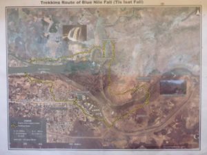 Hiking route of the Blue Nile falls
