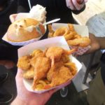 Best food of San Fransisco: Clam Chowder in bread bowl, Shrimp nuggets and onion rings on the fisherman wharf.