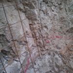 The rebar of the wall (8mm diameter rebar). - drain pipe