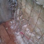 The rebar of the wall (8mm diameter rebar). - drain pipe