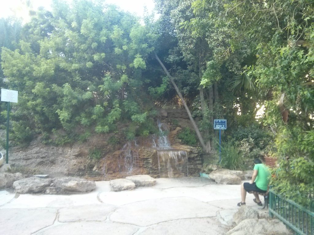 The garden and the small waterfall below and around the memorial pillar  - Allenby
