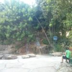 The garden and the small waterfall below and around the memorial pillar  - Allenby