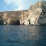 The blue grotto and rock just about to slide down to the sea 