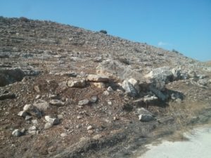  This area is the edge of an IDF training firing zone - The slopes of the hills are black and grey. - Al-Lubban