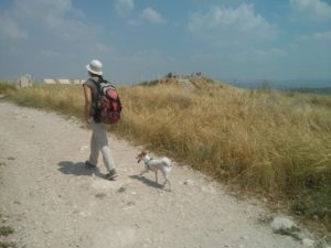 Atzva and Xuxa on top of the Tell, - Tel Gezer