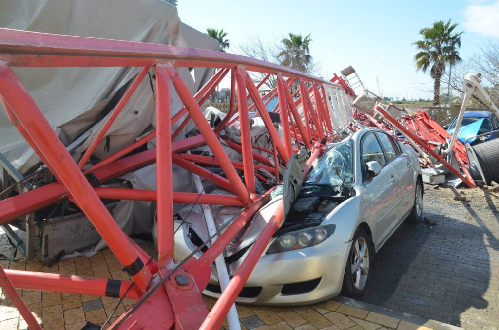 Crane collapse in 2017 February in Bat-Yam
