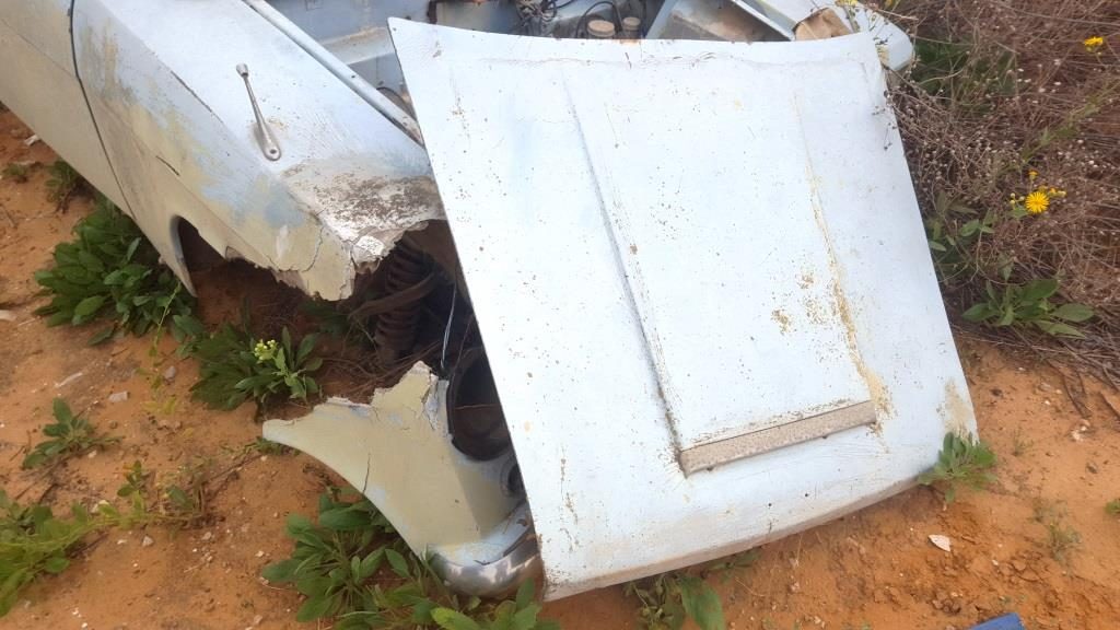 The engine cover. There used to be an urban legend that if you leave the car in the desert  a camel will eat the fiberglass body =) It looks like this car was an appetizer.... Sussita car
