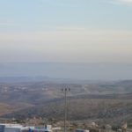 Looking east from the settlement of Carmel on the edge of the desert and the Mountains of Jordan