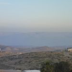 Looking east from the settlement of Carmel on the edge of the desert and the Mountains of Jordan