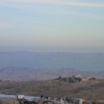 Looking east from the settlement of Carmel on the edge of the desert and the Mountains of Jordan