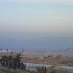 Looking east from the settlement of Carmel on the edge of the desert and the Mountains of Jordan