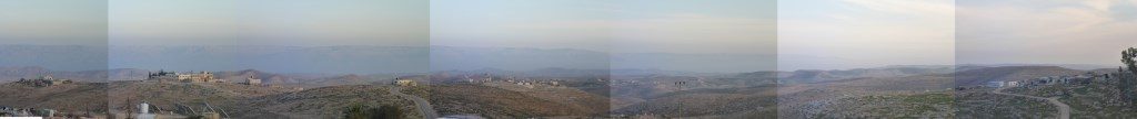 Looking east from the settlement of Carmel on the edge of the desert and the Mountains of Jordan - Desert