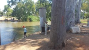 The column was in the water when it was built, The tour guide shows point at the level of water - 7 mills