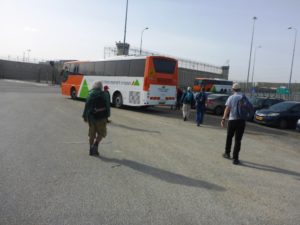 Getting up to the armored bus near Ofer Prison - Tel Gibeon