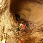 Going down the tunnel staircase of 93 stairs, leading to the spring. Unfortunately, it is full of rubbish - Tel Gibeon