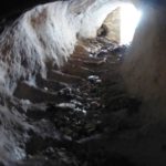 Going down the tunnel staircase of 93 stairs, leading to the spring. Unfortunately, it is full of rubbish - Tel Gibeon