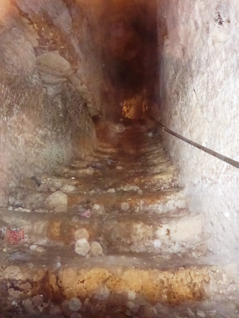 Climbing up the staircase - Tel Gibeon