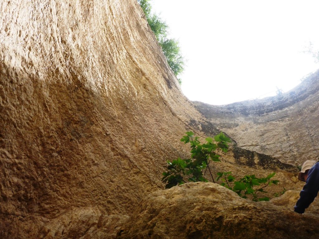 Looking up from the bottom of the pool - Tel Gibeon