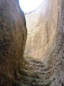 The staircase going down to the lower chamber - Tel Gibeon