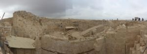 Looking down on the mountain palace courtyard from above - Herodium