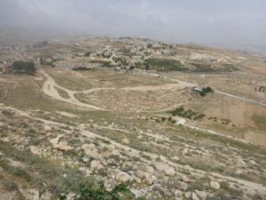 A view over lower Herodium and reconstruction of greater Herodium